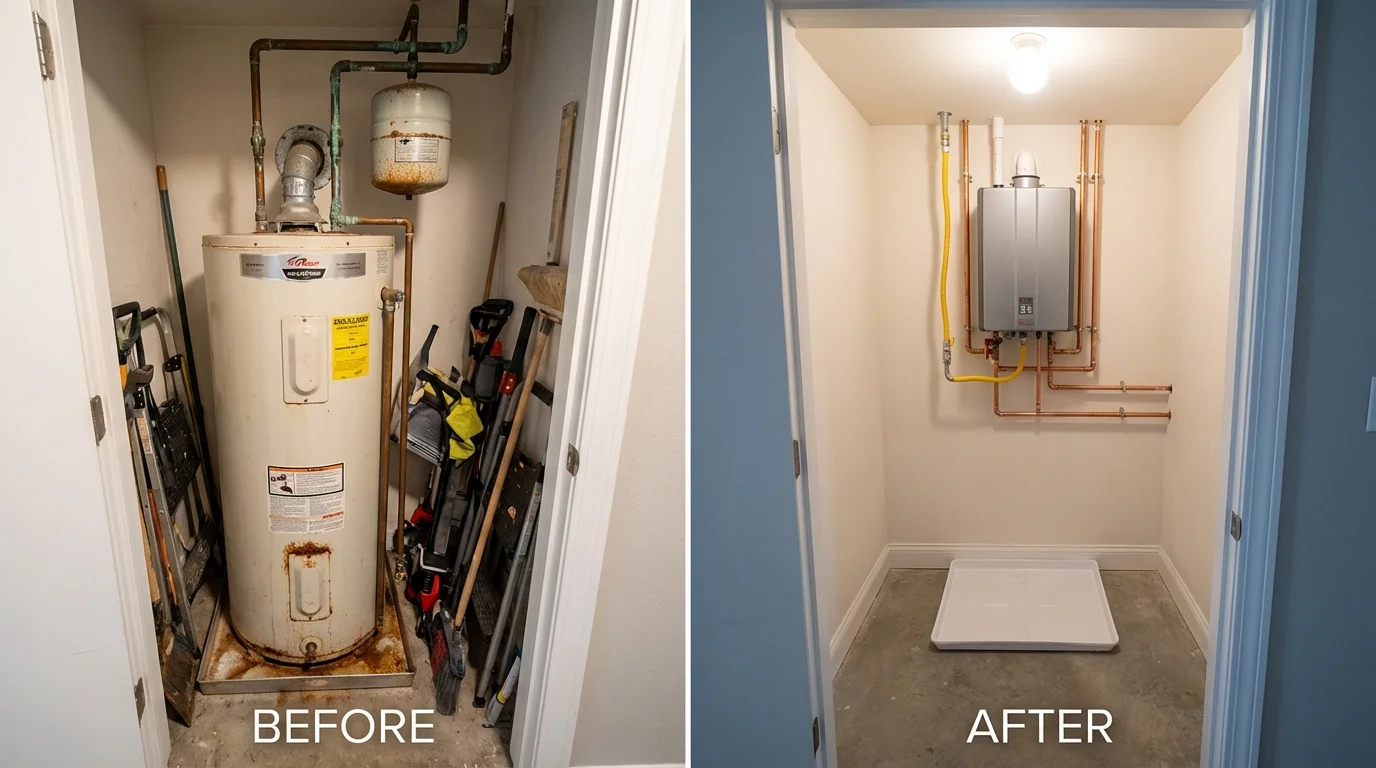 Tank water heater versus wall-mounted tankless unit comparison for Vandalia, IL homeowners